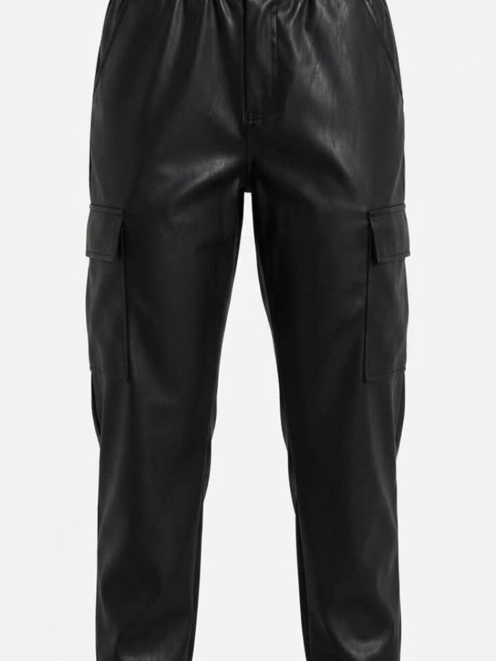 Women's Black Faux Leather Pants Straight Leg Trousers